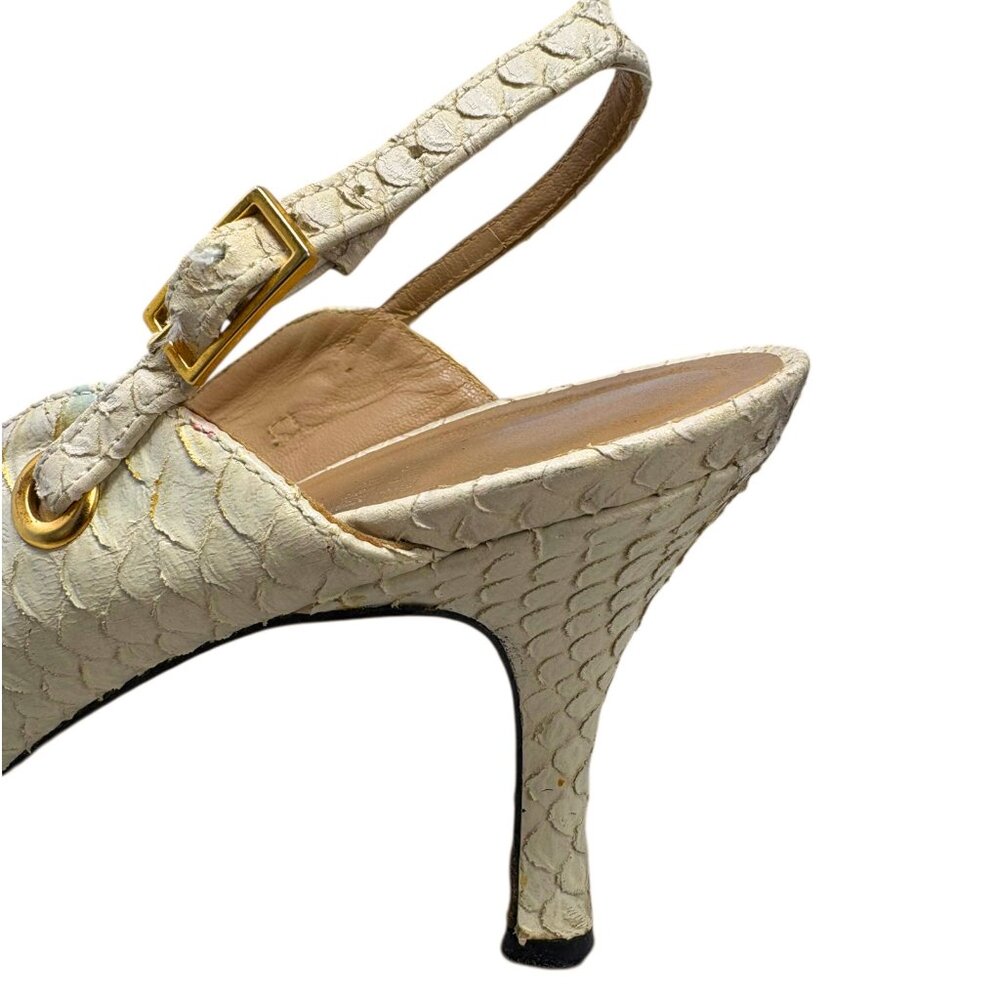 Stuart Weitzman Cream Iridescent Python Embossed … - image 6